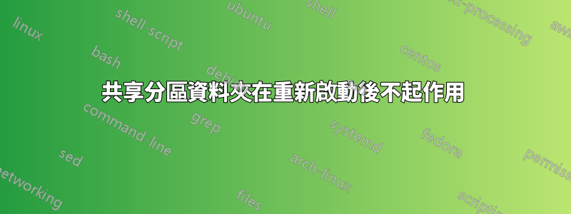共享分區資料夾在重新啟動後不起作用