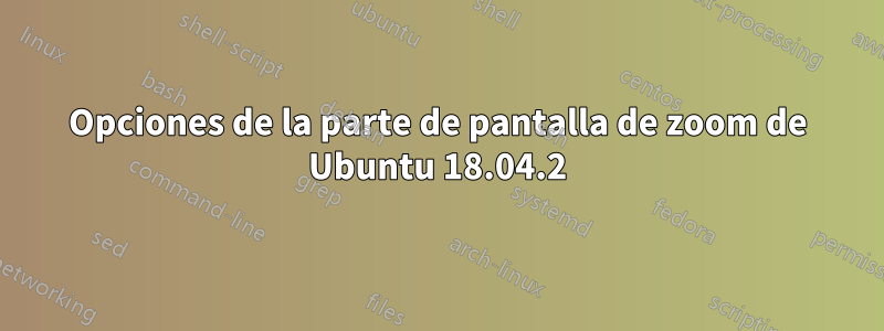 Opciones de la parte de pantalla de zoom de Ubuntu 18.04.2