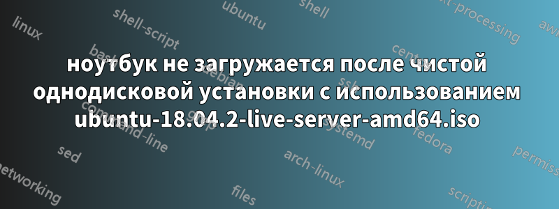 ноутбук не загружается после чистой однодисковой установки с использованием ubuntu-18.04.2-live-server-amd64.iso