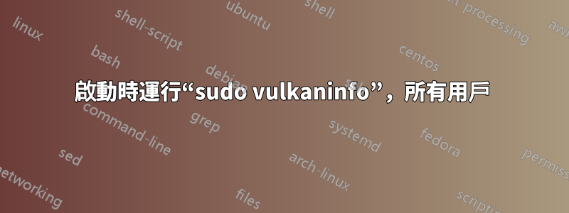 啟動時運行“sudo vulkaninfo”，所有用戶