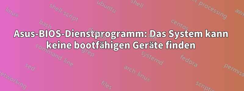 Asus-BIOS-Dienstprogramm: Das System kann keine bootfähigen Geräte finden