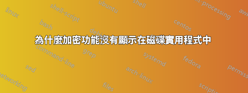 為什麼加密功能沒有顯示在磁碟實用程式中