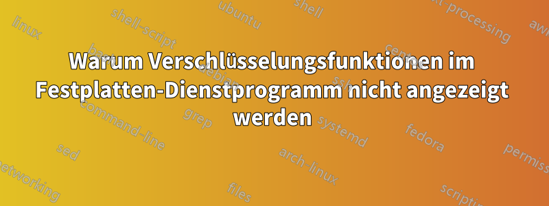 Warum Verschlüsselungsfunktionen im Festplatten-Dienstprogramm nicht angezeigt werden