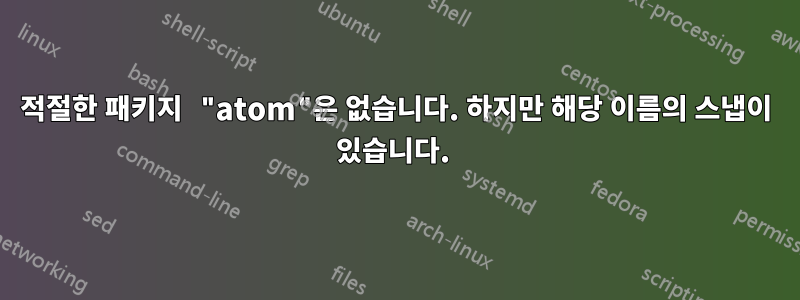 적절한 패키지 "atom"은 없습니다. 하지만 해당 이름의 스냅이 있습니다. 