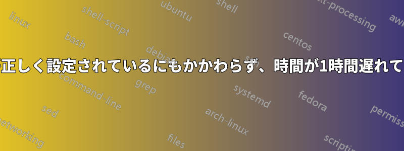 TZが正しく設定されているにもかかわらず、時間が1時間遅れている