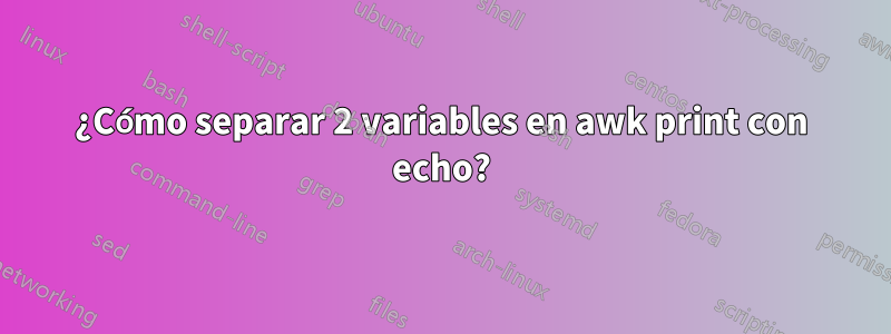 ¿Cómo separar 2 variables en awk print con echo?
