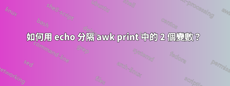 如何用 echo 分隔 awk print 中的 2 個變數？