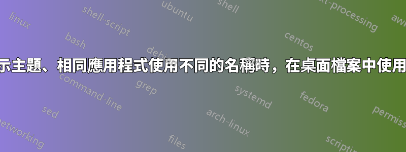 當不同的圖示主題、相同應用程式使用不同的名稱時，在桌面檔案中使用的圖示名稱