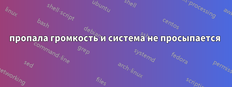 пропала громкость и система не просыпается