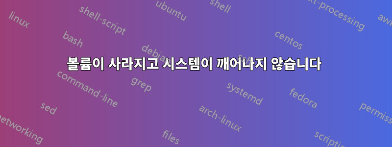 볼륨이 사라지고 시스템이 깨어나지 않습니다