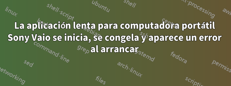 La aplicación lenta para computadora portátil Sony Vaio se inicia, se congela y aparece un error al arrancar