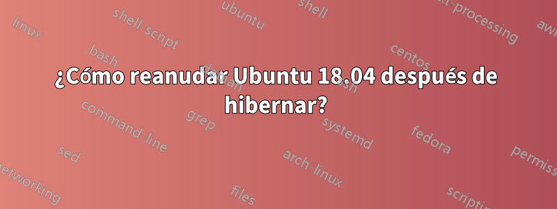 ¿Cómo reanudar Ubuntu 18.04 después de hibernar?