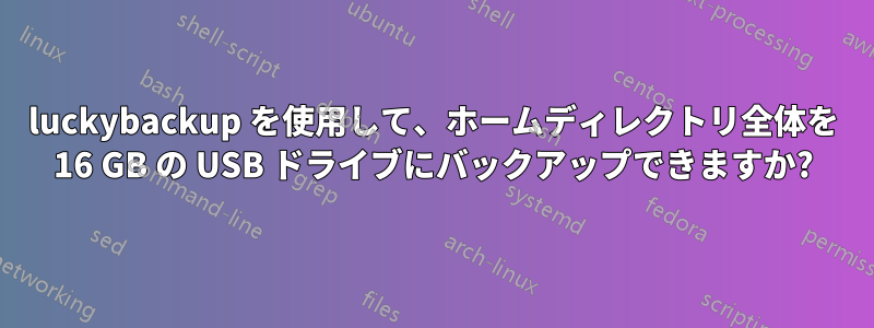 luckybackup を使用して、ホームディレクトリ全体を 16 GB の USB ドライブにバックアップできますか?