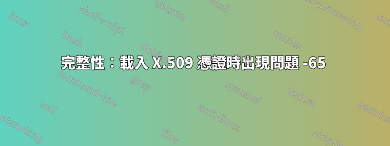 完整性：載入 X.509 憑證時出現問題 -65