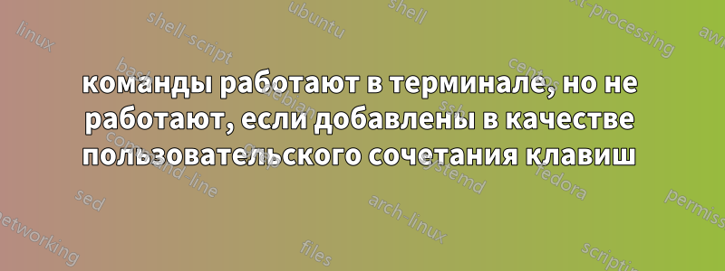 команды работают в терминале, но не работают, если добавлены в качестве пользовательского сочетания клавиш