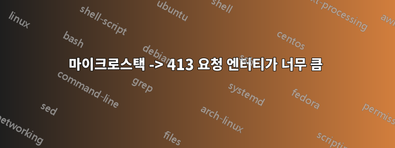 마이크로스택 -> 413 요청 엔터티가 너무 큼