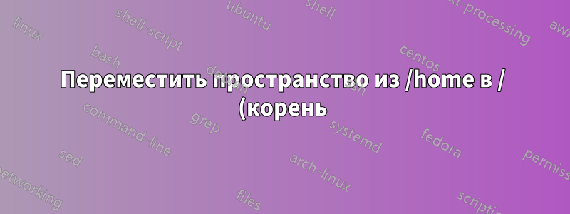 Переместить пространство из /home в / (корень) в Ubuntu 20 без загрузочной флешки/cd на SSD
