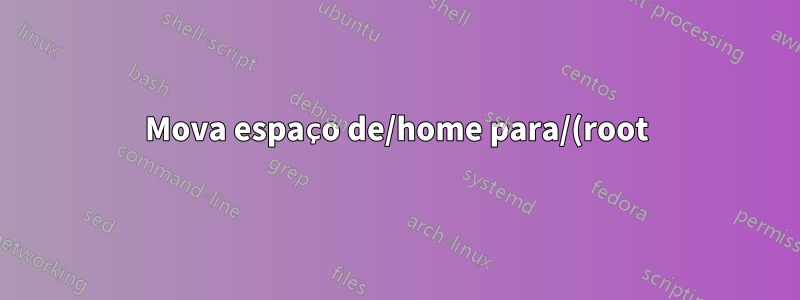 Mova espaço de/home para/(root) no Ubuntu 20 sem pendrive/cd inicializável no SSD