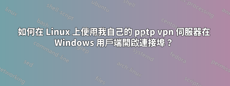 如何在 Linux 上使用我自己的 pptp vpn 伺服器在 Windows 用戶端開啟連接埠？