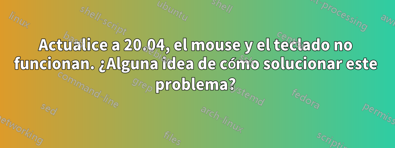 Actualice a 20.04, el mouse y el teclado no funcionan. ¿Alguna idea de cómo solucionar este problema?