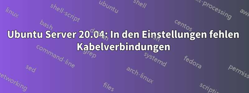 Ubuntu Server 20.04: In den Einstellungen fehlen Kabelverbindungen