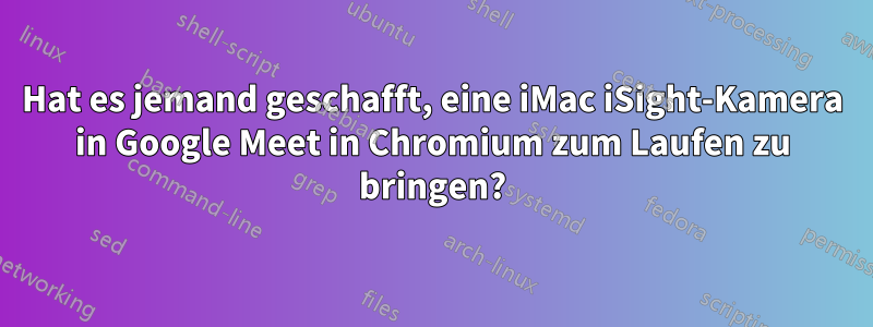 Hat es jemand geschafft, eine iMac iSight-Kamera in Google Meet in Chromium zum Laufen zu bringen?