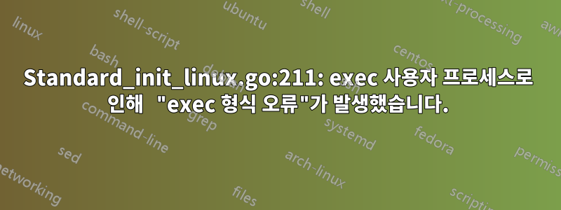 Standard_init_linux.go:211: exec 사용자 프로세스로 인해 "exec 형식 오류"가 발생했습니다.