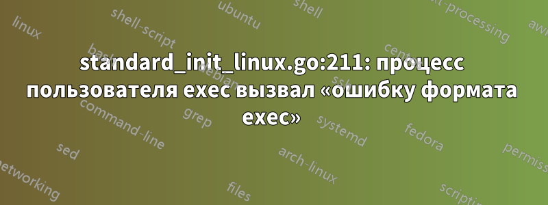 standard_init_linux.go:211: процесс пользователя exec вызвал «ошибку формата exec»