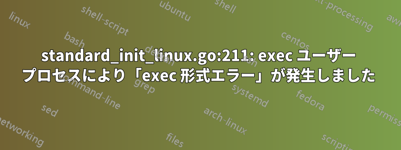 standard_init_linux.go:211: exec ユーザー プロセスにより「exec 形式エラー」が発生しました