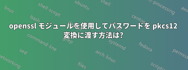 openssl モジュールを使用してパスワードを pkcs12 変換に渡す方法は?