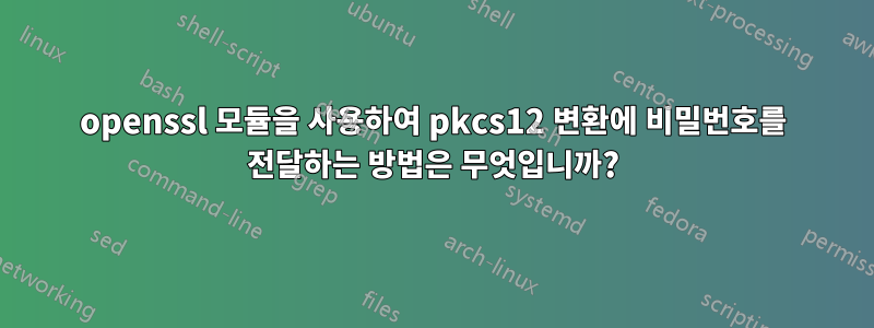 openssl 모듈을 사용하여 pkcs12 변환에 비밀번호를 전달하는 방법은 무엇입니까?