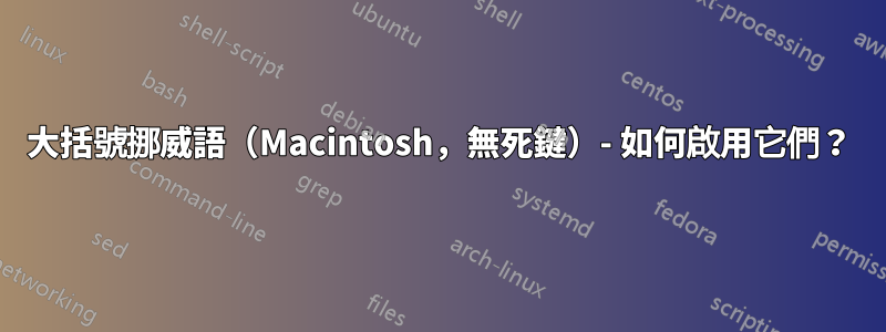 大括號挪威語（Macintosh，無死鍵）- 如何啟用它們？