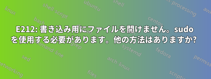 E212: 書き込み用にファイルを開けません。sudo を使用する必要があります。他の方法はありますか? 