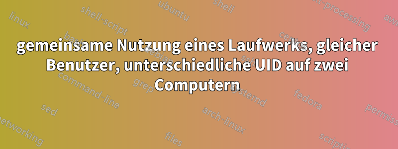 gemeinsame Nutzung eines Laufwerks, gleicher Benutzer, unterschiedliche UID auf zwei Computern