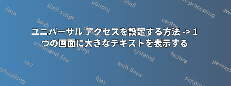 ユニバーサル アクセスを設定する方法 -> 1 つの画面に大きなテキストを表示する