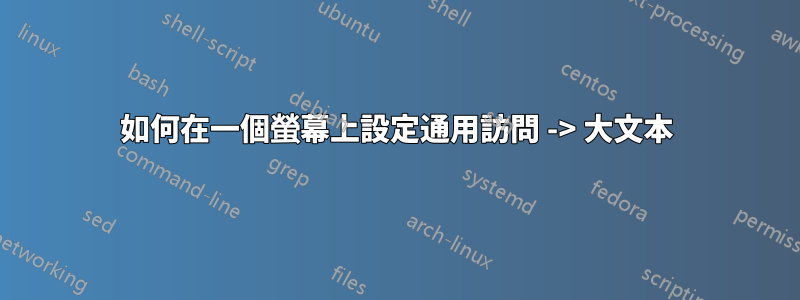 如何在一個螢幕上設定通用訪問 -> 大文本