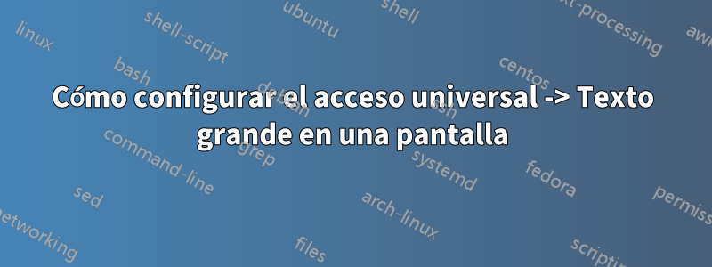 Cómo configurar el acceso universal -> Texto grande en una pantalla