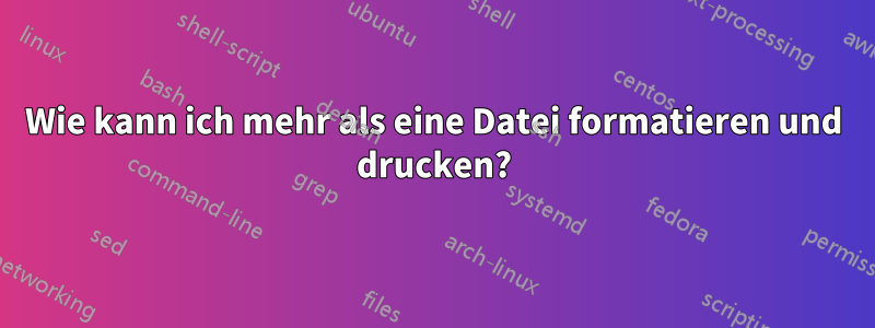 Wie kann ich mehr als eine Datei formatieren und drucken?