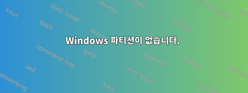 Windows 파티션이 없습니다.