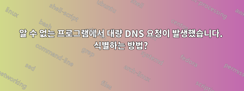 알 수 없는 프로그램에서 대량 DNS 요청이 발생했습니다. 식별하는 방법?