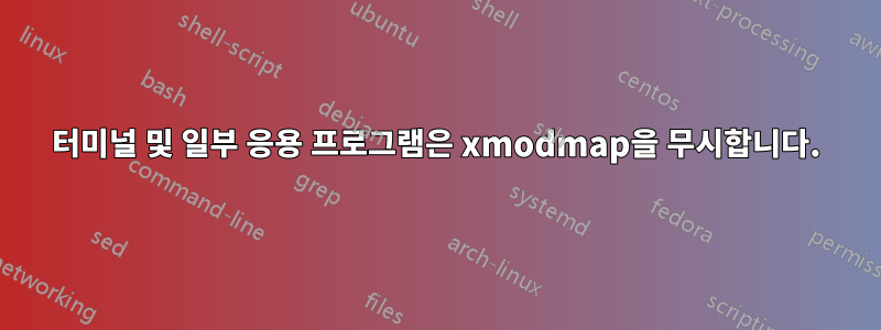 터미널 및 일부 응용 프로그램은 xmodmap을 무시합니다.