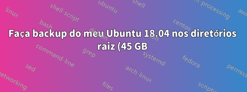 Faça backup do meu Ubuntu 18.04 nos diretórios raiz (45 GB) e (1 TB) antes de redimensionar o diretório raiz