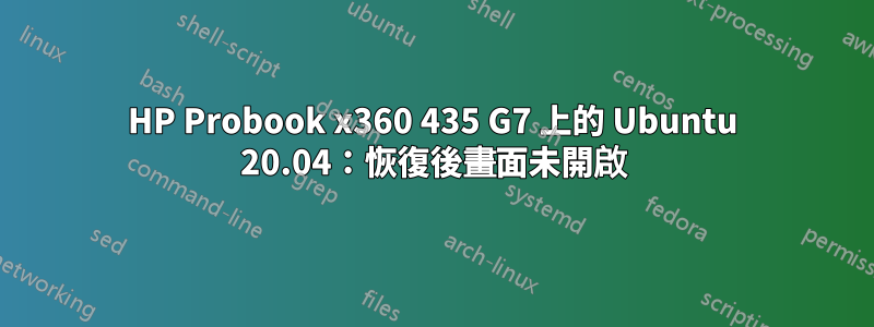 HP Probook x360 435 G7 上的 Ubuntu 20.04：恢復後畫面未開啟