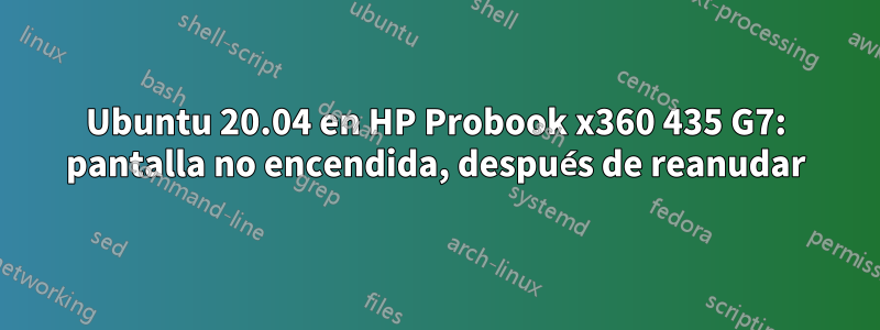 Ubuntu 20.04 en HP Probook x360 435 G7: pantalla no encendida, después de reanudar