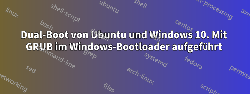 Dual-Boot von Ubuntu und Windows 10. Mit GRUB im Windows-Bootloader aufgeführt