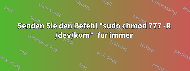 Senden Sie den Befehl "sudo chmod 777 -R /dev/kvm" für immer