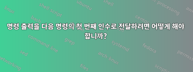 명령 출력을 다음 명령의 첫 번째 인수로 전달하려면 어떻게 해야 합니까?