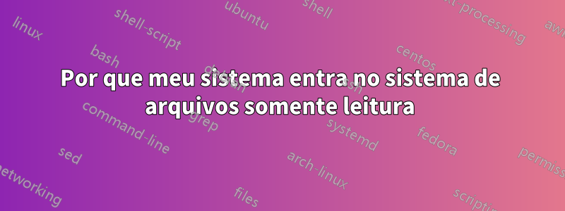 Por que meu sistema entra no sistema de arquivos somente leitura