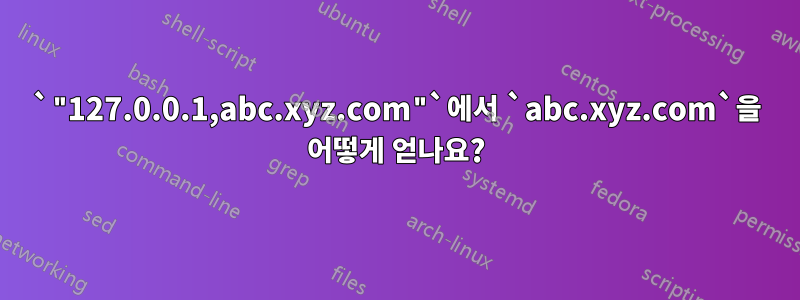 `"127.0.0.1,abc.xyz.com"`에서 `abc.xyz.com`을 어떻게 얻나요?