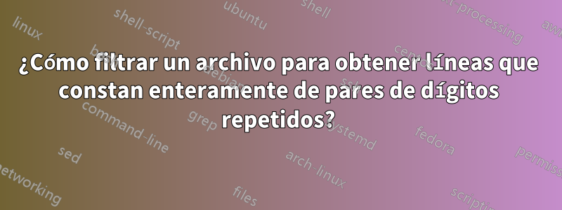 ¿Cómo filtrar un archivo para obtener líneas que constan enteramente de pares de dígitos repetidos?